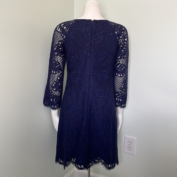 Lilly Pulitzer Rylee Shift Navy Palm Leaf Lace Dress - Picture 5 of 8